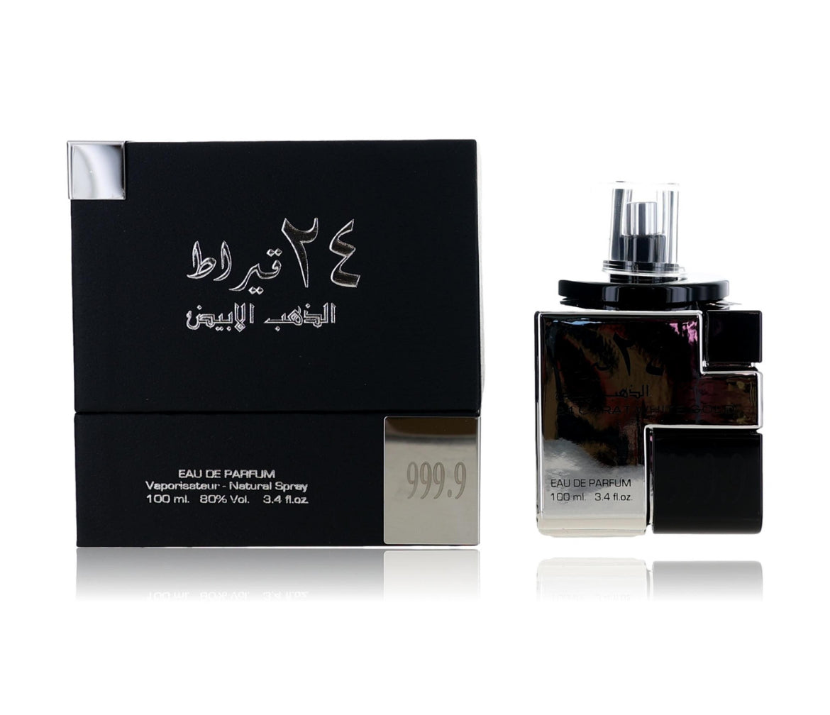 24 Carat White Gold by Lattafa, 3.4 oz EDP Spray for Unisex